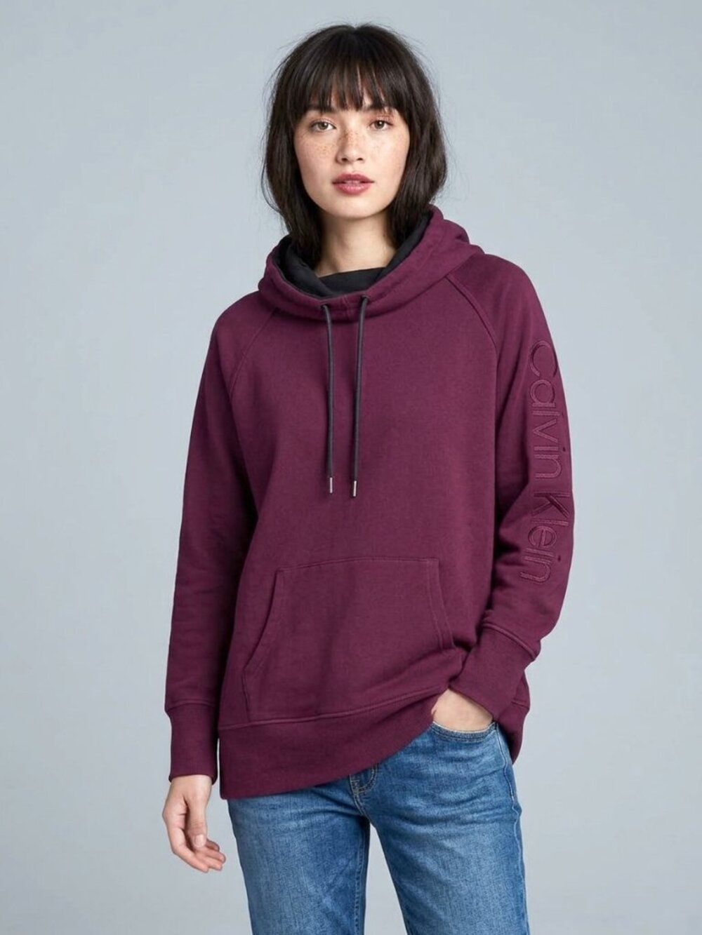 Calvin Klein Plum and Black Cowl-Neck Pullover Long Sleeve Sweatshirt 1X
